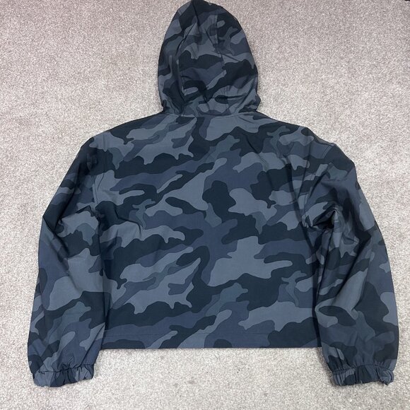 Old Navy Active Jacket Gray Camo Long Sleeve Hooded Cropped Women’s Size Lg NWT - Picture 9 of 10